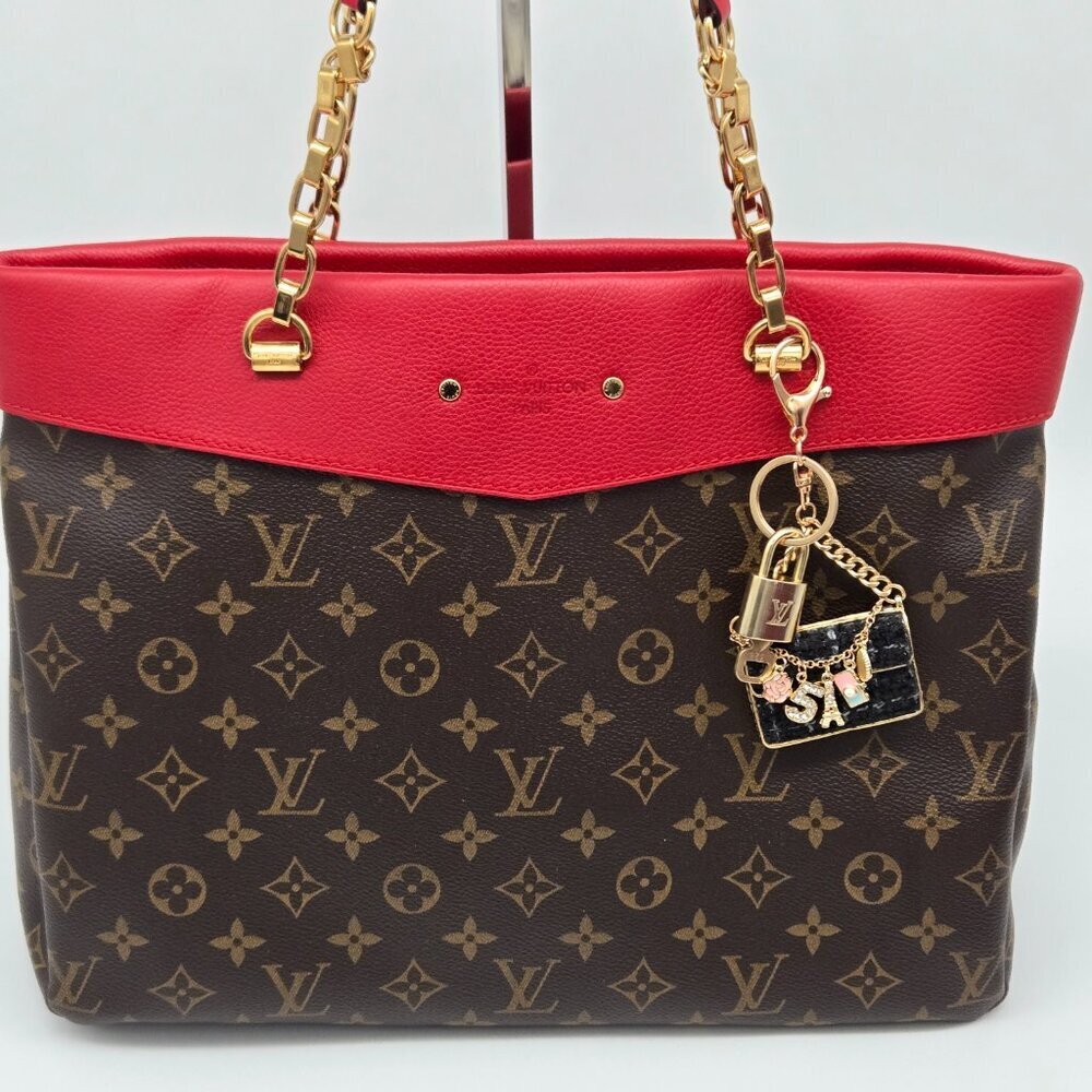 Authentic Louis Vuitton Padlock & Key Gold ✨Unbranded Tweed Bag Charm Keychain - Picture 2 of 5